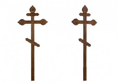 Крест намогильный сосновый "С фигурным орнаментом состаренный" КДС-18