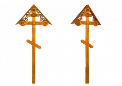 Крест намогильный сосновый "С фигурным орнаментом с крышкой"  КДС-21