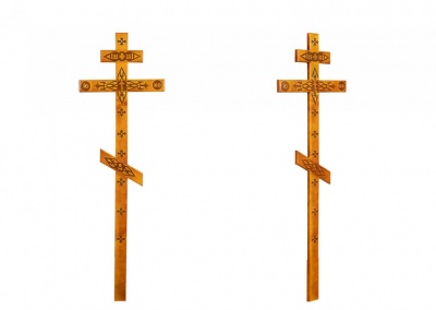 Крест намогильный сосновый "Прямой с декором"  КДС-05